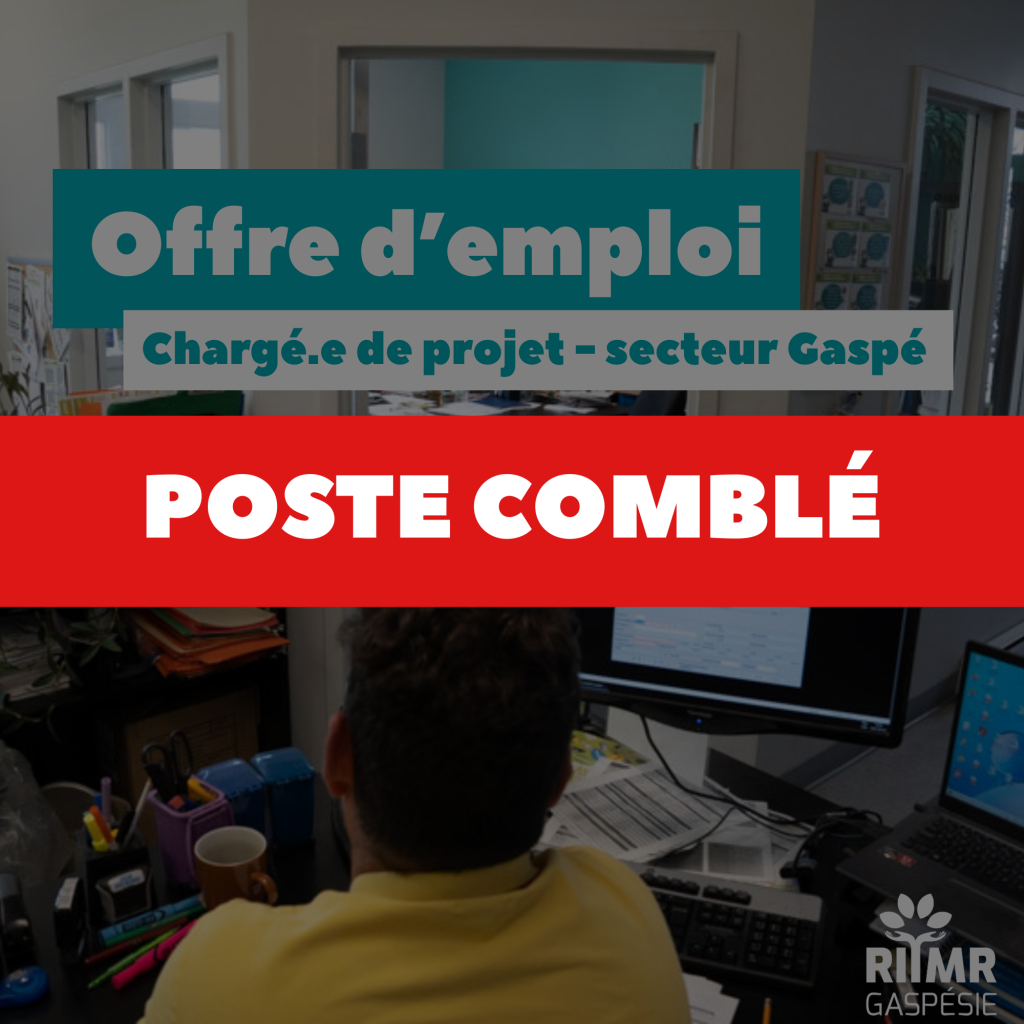 Poste comblé - Chargé.e de projets - Secteur Gaspé