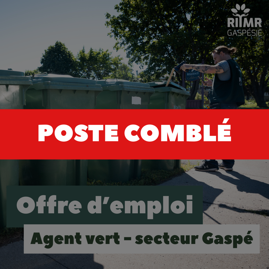 Poste comblé - Agent vert - Secteur Gaspé