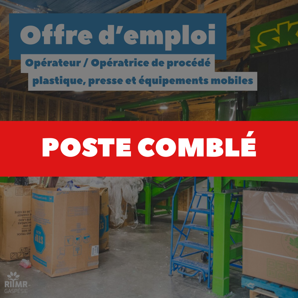 Poste comblé- Opérateur / Opératrice de procédé plastique, presse et équipements mobiles (temps plein)